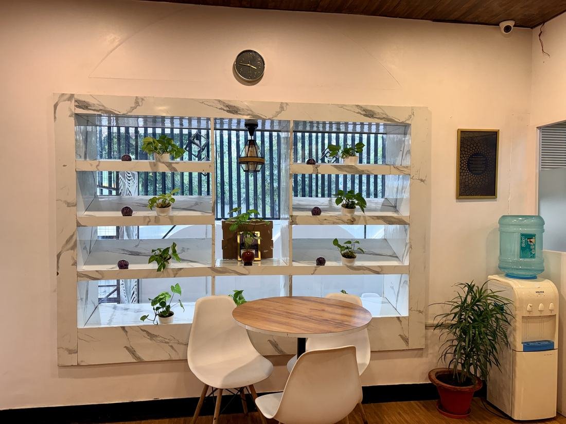 Pantry and lounge area with plants