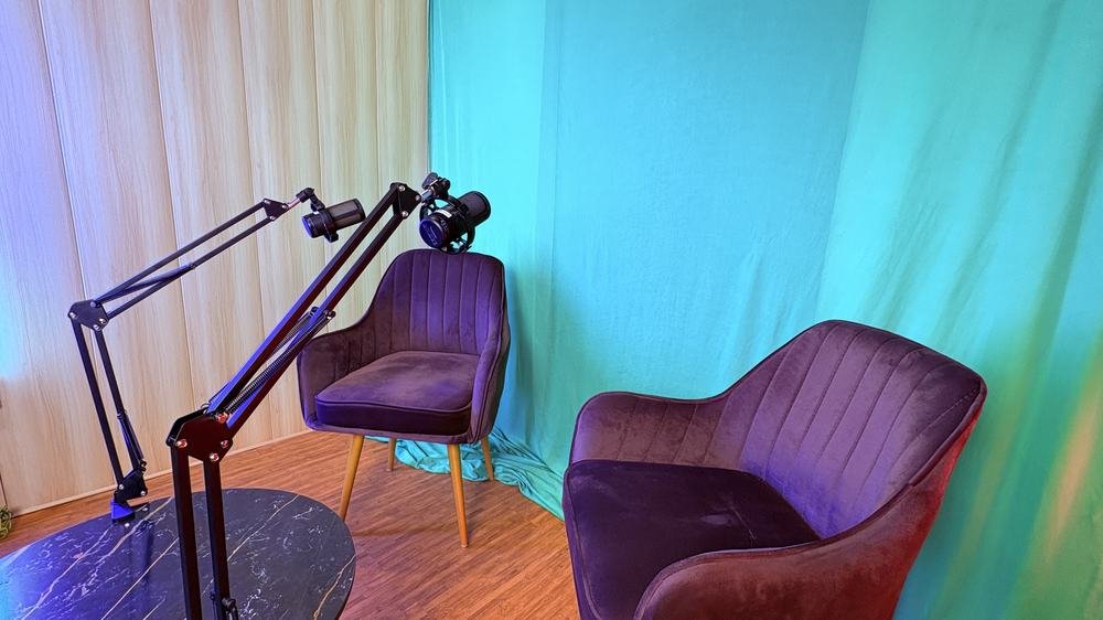 Studio chairs and mics